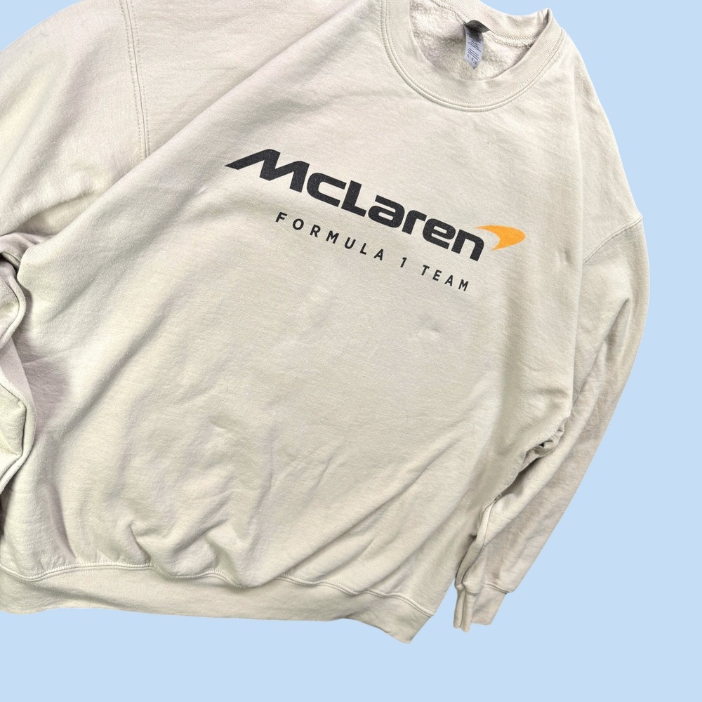 McLaren Formula 1 Team Lando Norris Sweatshirt Mens XL Beige Crewneck Graphic